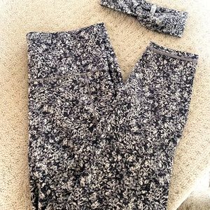 Athleta Salutation Stash Pocket 7/8 Textured Tight & Headband, size M